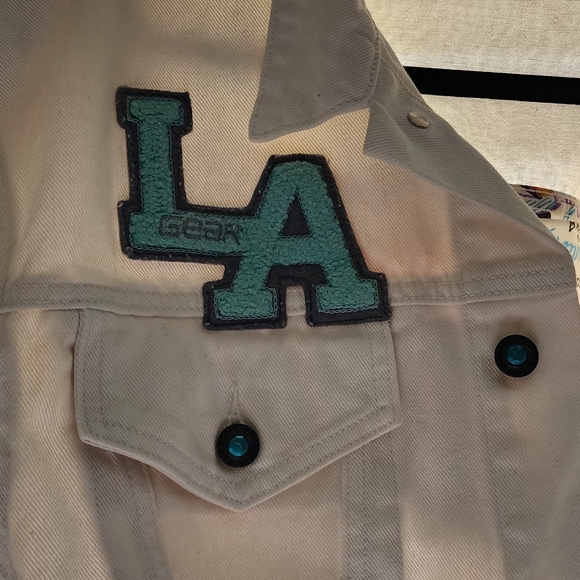 Vintage LA Gear White Denim Cropped Jacket - Picture 5 of 12